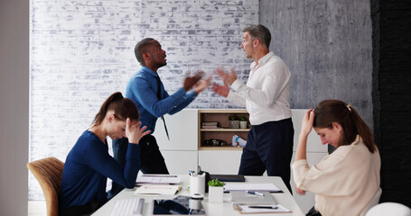 Angry Dominant Colleague Fighting And Bullying