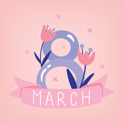 March 8 greeting card for International Women's Day.