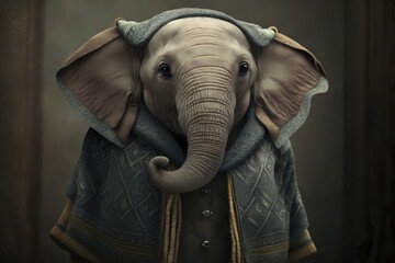  a painting of an elephant dressed in a medieval outfit with a turban on its head and a collar around its neck, with a ring around its trunk.  generative ai