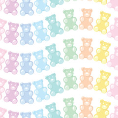 Cute pastel gummy bears seamless pattern, gummy candies. Bright jelly sweets background. Vector illustration - 567835493