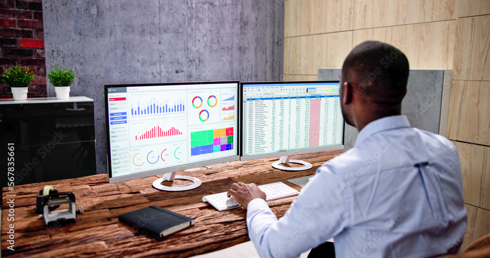 Poster Computer Spreadsheet Data Analyst Man