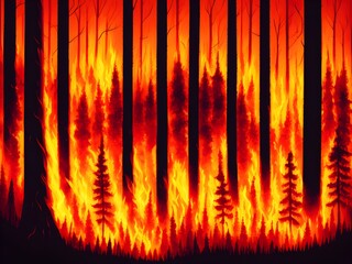 Forest in Fire, Generative AI Illustration