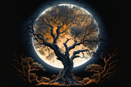 Full Moon Through Trees