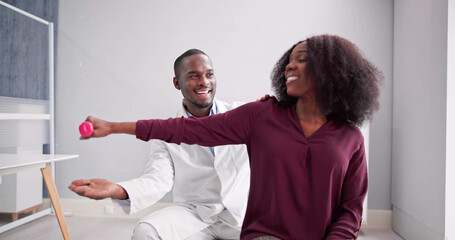 Fototapeta premium Physical Rehabilitation Therapist Helping Man