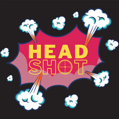 "head shot" retro Sniper gamer t shirt and apparel design and template , white text on black background