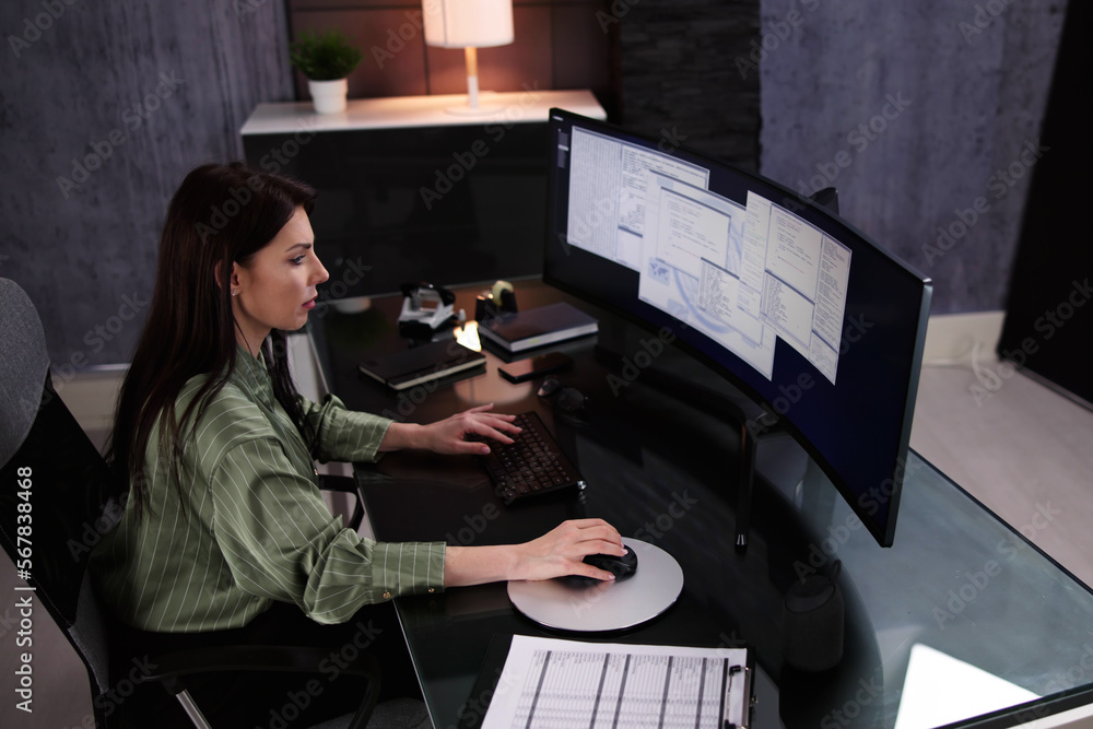 Fototapete Programmer Woman Coding On Computer