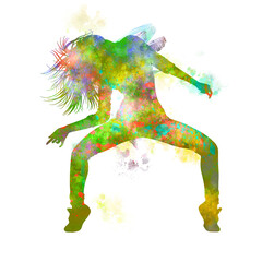 Fototapeta premium Watercolor Dancer drawing, silhouette of a dancing person, Watercolor dancing, Hiphop, Classical, Dancer Illustration, PNG, Transparent