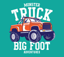 Truck design classic off road race retro t-shirts cool design vector print illustration. 