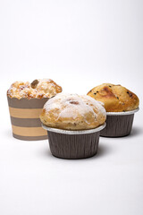 Muffins on a white background