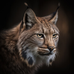 Fototapeta na wymiar Lynx Portrait-Wild Cat-Generative AI