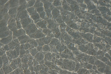 Kleine lustige Wellen in einem flachen Pool, fotografiert im steilen Winkel. Sie bilden beinahe regelmäßige Muster. 