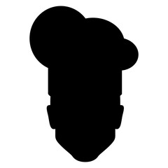 Logo restaurante. Icono avatar. Silueta aislada de cabeza de hombre con sombrero de cocinero