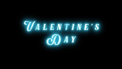 Valentines Day neon sign. Blue neon inscription