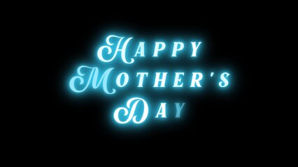 Happy Mothers Day neon sign. Blue neon inscription