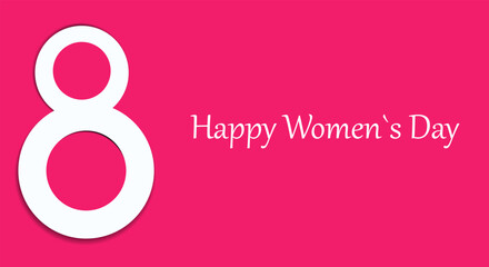Fototapeta na wymiar Women's day 8 march pink papercut card, banner