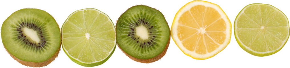 Fototapeta na wymiar Citrus collection, lime, kiwi, orange