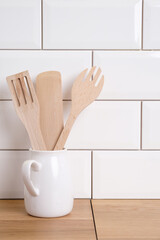 A set of accessories for the kitchen. wooden spatulas