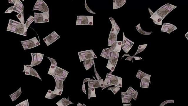 Egyptian money Flying 10 pound, rain money black screen
