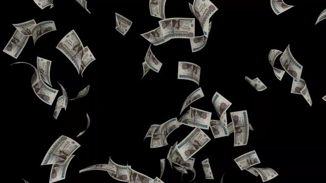 Egyptian money Flying 100 pound, rain money black screen
