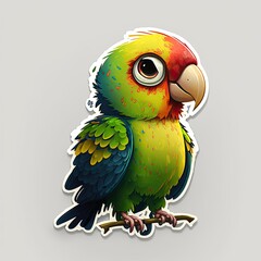 Parrot die-cut sticker on a white background generative ai