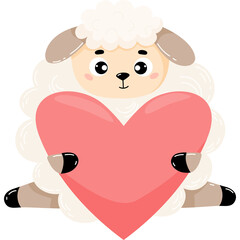 Sheep in love with big heart