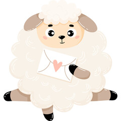 Cute sheep with love letter