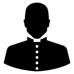Icono avatar. Logo sacerdote. Silueta aislada de hombre con collar clerical 