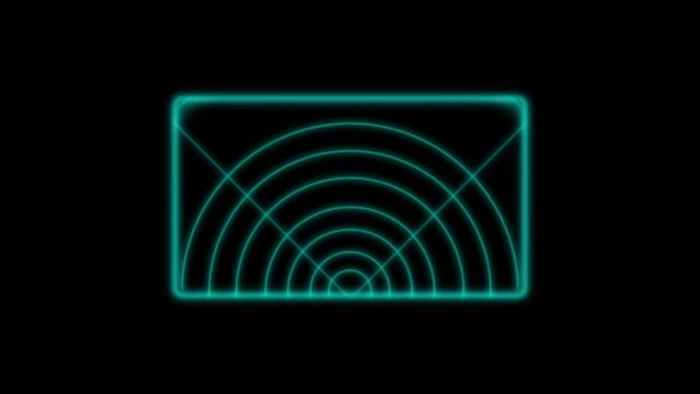 Animated radar scanner hud for targeting of incoming threats as sonar visualization for science fiction shooters as futuristic shooter interface shows targets on screen with circular radar ring vision