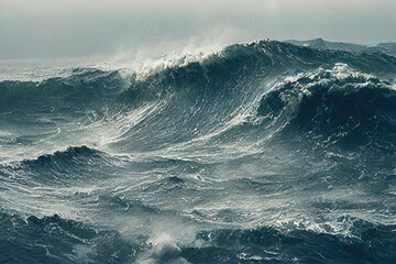 massive waves like a tsunami - obrazy, fototapety, plakaty