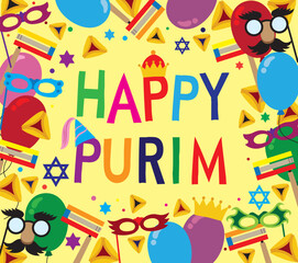 Vector illustration with Happy Purim message