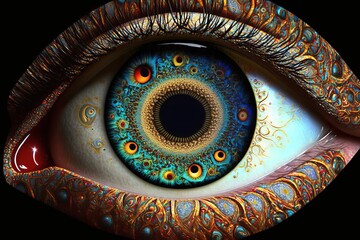 close up of a eye mandala fractal illustration 