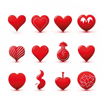 Herzen Icon-Set Liebe Valentinstag - Generative AI