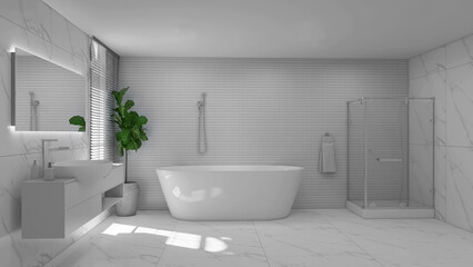 Naklejka na ściany i meble Bathroom interior 3D render illustration