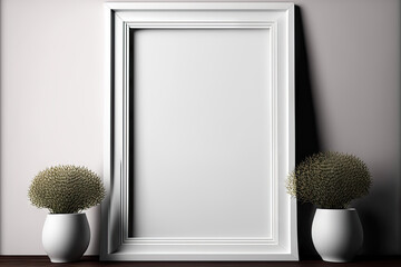 Blank frame mockup template with symmetrical interior composition. . Generative AI