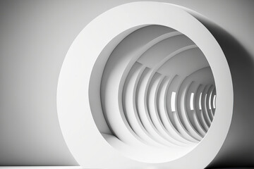 Background of abstract architecture. Circular White Building. Generative AI