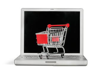 Shopping internet shopping cart laptop computer computer keyboard online shopping