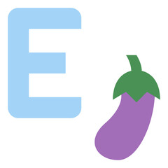 e capital letter alphabet eggplant