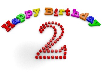 3D-Rendering Happy Birthday with big number