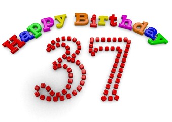 3D-Rendering Happy Birthday with big number