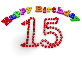 3D-Rendering Happy Birthday with big number