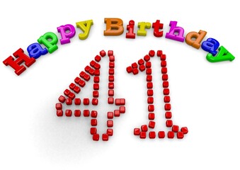 3D-Rendering Happy Birthday with big number