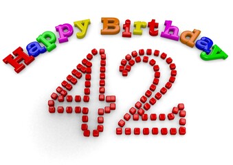 3D-Rendering Happy Birthday with big number