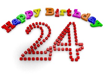 3D-Rendering Happy Birthday with big number