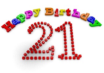 3D-Rendering Happy Birthday with big number