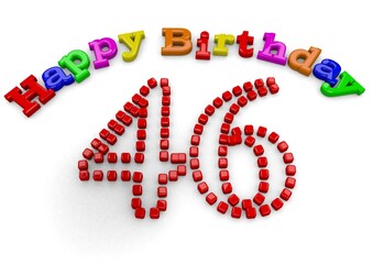 3D-Rendering Happy Birthday with big number