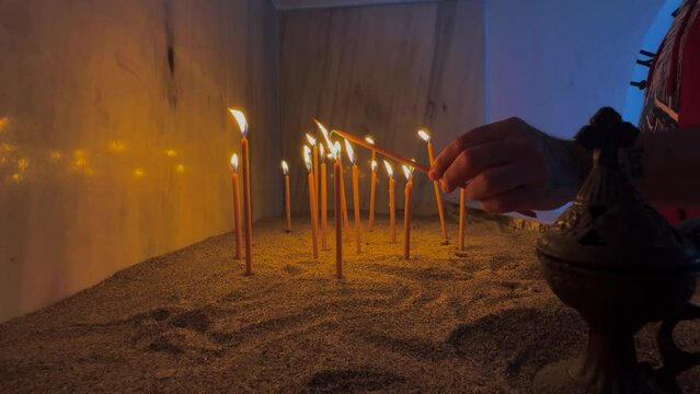 Lighting a Beeswax Candle, Orthodox Chapel Sanctuary 3