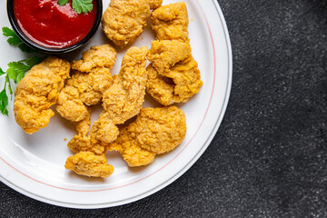 chicken nuggets deep fried poultry meat fast food meal food snack on the table copy space food background rustic top view