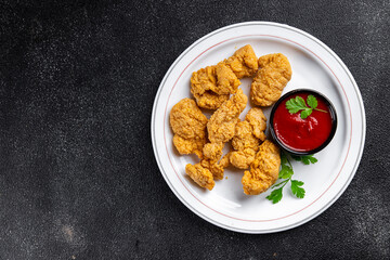 chicken nuggets deep fried poultry meat fast food meal food snack on the table copy space food background rustic top view