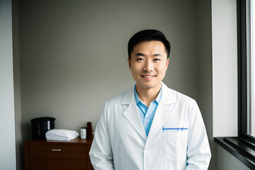 a portrait photo of a Chinese man Dentist in outfit - Generative AI, fictitious person