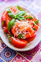 Fresh and raw tomato salad